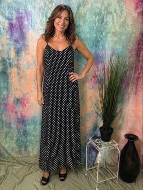 📌Polka Dots Maxi Dress with Adjustable Spaghetti Straps
